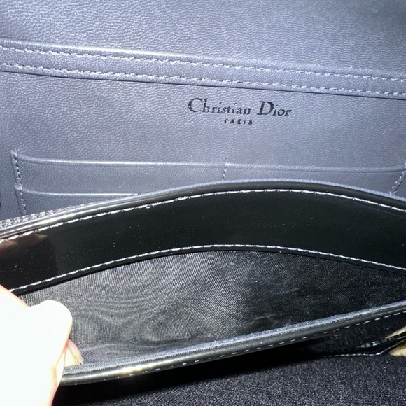 Christian Dior Metallic Patent Micro-Cannage Diorama Wallet on Chain Pouch, Gray - Picture 16 of 16
